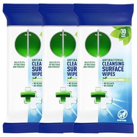 Antibacterial Surface Cleansing Wipes 3 x 30 Pack – Biodegradable, No Bleach, Kills 99.9% Germs