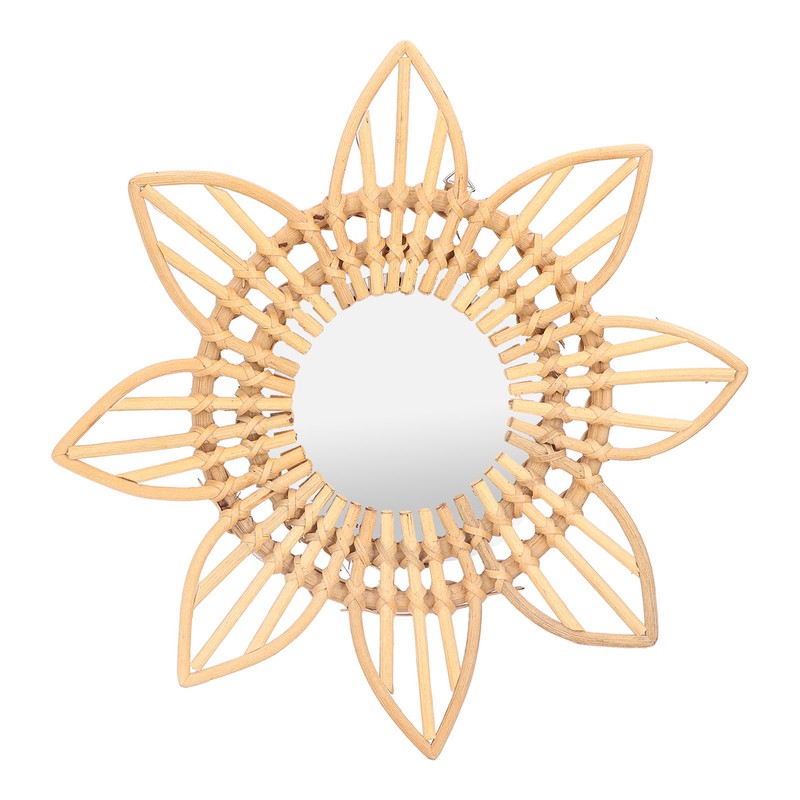 Rattan Innovative Art Decoration Makeup Mirror Retro Dressing Bathroom Wall