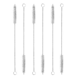 BOROLA Cleaning Brush, Narrow Mouth Bottle Cleaning Brush, Kitchen Spout Cleaning Cup Brush, Baby Bottle Brush, Kitchen Brush, Long Tube Brush, Nylon 6 Pack (240x50x10mm, White)