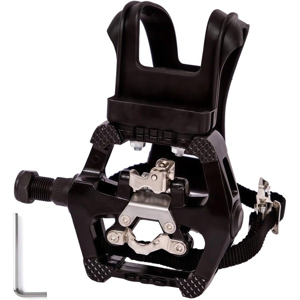 YBEKI Pro-Grade SPD Spin Bike Pedals and Straps/Toe Clip for