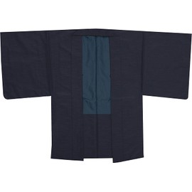 KYOETSU Men’s Haori, Unlined Kimono, Pongee Fabric, Solid Color, Washable - nvy