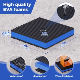 Wuno Shop Anti Vibration Pads, 4"× 4"×7/8" Vibration Isolator Pads, Mechanical Vibration Damping Pads, Heavy Duty Rubber Isolation Pads, 3/8"Pre-Drill Hole Vibration Isolator Pad for Air Compressor