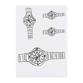 4 x 'Mens' Watch' Temporary Tattoos - Water Resistant, Skin-Safe, Non-Toxic Transfers, Mixed Sizes (TO00011122)