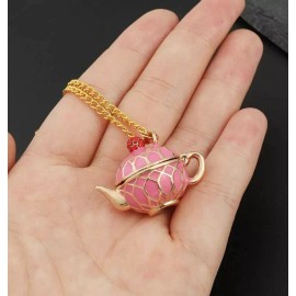 Unbranded Pink & Gold Teapot Necklace - Cute, Locket Style - Coffee, Tea, Cute Gift