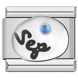 M&S Jan to Dec Birthday Birth Stone Date Anniversary Month 9mm Italian Link Charm Compatible With Nomination Bracelet (September)