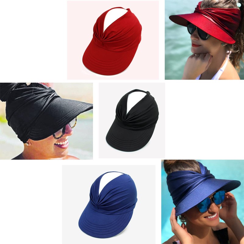 aoozleny Womens Wide Brim Sun Visor Hat, Summer Beach Sport