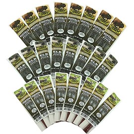Original Delicious BEST Exotic Pack - 3 Types of Wild Game 1 Oz. Stick – Elk, Buffalo and Venison with Pork Sticks – No Antibiotics or Hormones (Sampler Pack, Sampler Pack 24 Sticks)