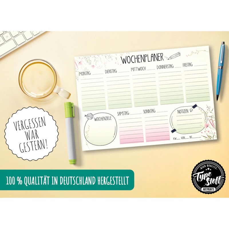 TypeStoff BA-01498 A5 Weekly Planner Pad 50 Pages