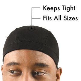 Titan Spandex Dome Cap with Tea Tree & Coconut Oil | Men’s Skull Cap for Hair Protection & Comfort | Moisturizing Skullies & Beanies, Black Color 1PC