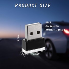 4PCS USB LED Car Interior Atmosphere Lamp - Plug-in Auto LED Decor Night Light Portable Mini 5V USB Interface Trunk Ambient Lighting Kit - Universal Car Interior Accessories