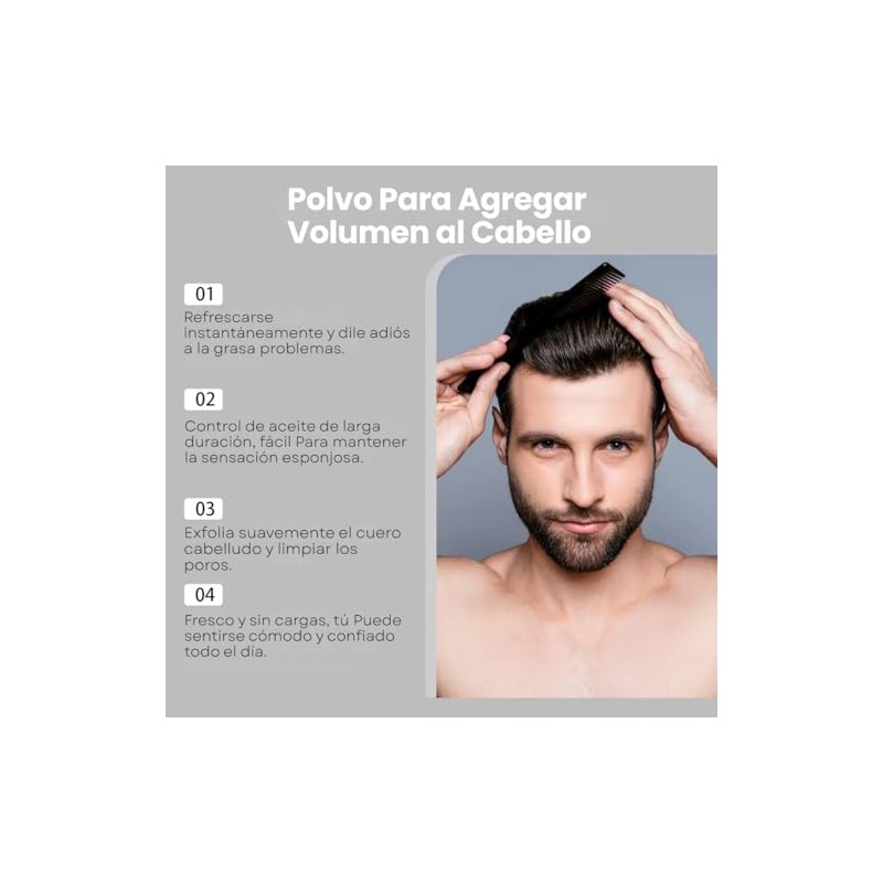 Polvo Voluminizador Cabello Hombres Peinado Polvo Absorbente Grasa Capilar Peinado