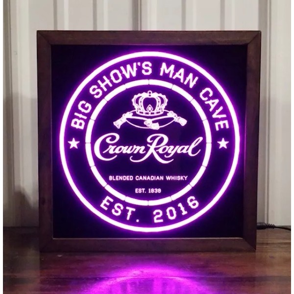 Custom Crown Royal Whisky LED Sign Personalized, Home bar pub