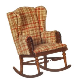 Melody Jane Dolls House Victorian Rocking Chair Walnut 1:24 Half Inch JBM Nursery Furniture