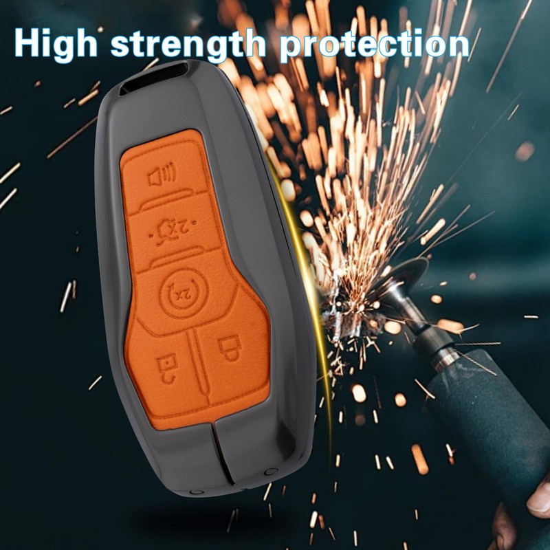 Qunzes Key Fob Cover with Heavy-duty Keychain for Ford F150