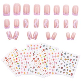 1 Set Pink Nail Patches and 10 Nail Stickers, Cute and Cute Nail Patches, DIY Manicure Materials, Nail Decorations