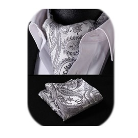 Hisdern Men's Cravat, Floral Jacquard Woven Ascot Tie Set -