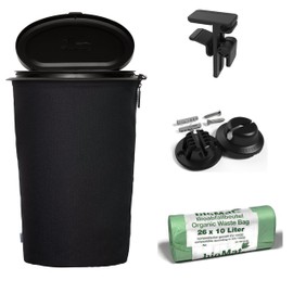STYYL Flextrash Set 1 Black Bin with Table Clip, Wall Holder and Bin Liners
