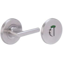 HANDLEZONE® SSS Bathroom Toilet Door Kit - DDA Disabled Turn with Indicator Release - Satin Stainless Steel - 65mm Bolt with 45mm Backset