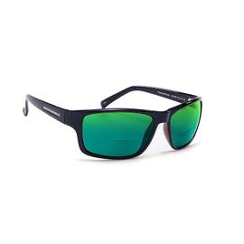 Coyote Eyewear BP-13 Polarized BiFocal Sunglasses +1.00 in Black/Green Mirror UV Protection Wrap-Around Reading Sunglasses