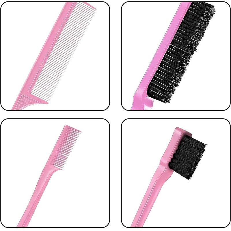 LIDOUK Hair Brush Set with Edge Brush, Bristle Brush, Rat