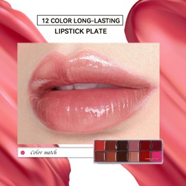 12 Lip Color Palette,Lip Palette Long Lasting Matte Cream Lipstick - Long Wear Smooth Versatile Shades Lipgloss Cosmetic for Party Use Natural Look