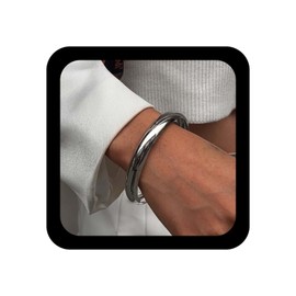 Xduargs Punk Chunky Bangle Bracelet Silver Wide Wrist Bracelets Vintage Simple Circle Cuff Bracelet Cuff Open Adjustable Bangle Bracelets Jewelry for Women