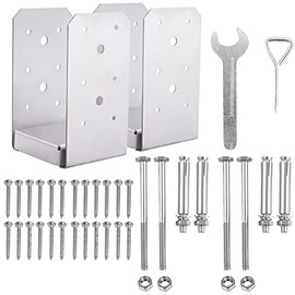 SPACEEUP Post Base 4"x4" Post Anchor 2pcs Adjustable Post Base Stainless Steel Concrete Post Anchor for Pavilion Deck Railing Support Decorative Anchor Plate