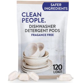 Clean People Dishwasher Pods - Cuts Grease & Rinses Sparkling Clean - Residue-Free - Phosphate Free Dishwashing Pods - Fragrance Free, 120 Pack