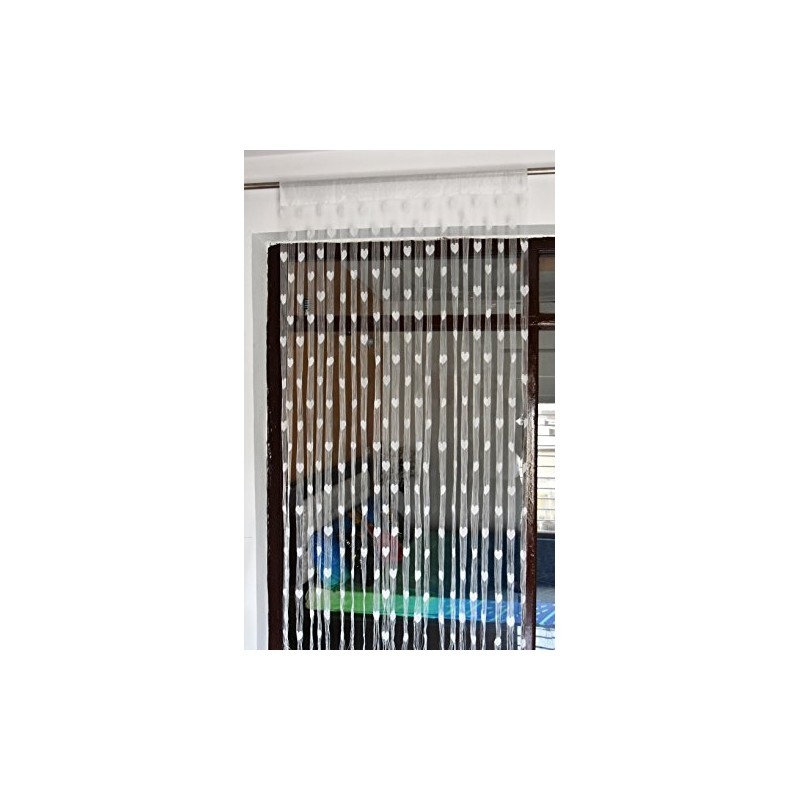 Homefab India White Heart Shape String Door Curtain (1 Pc)