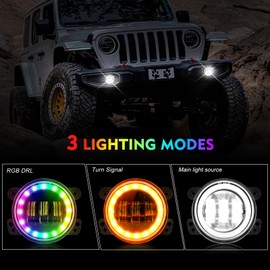 BEEYEO 4 Inch RGB LED Fog Lights 60W High-Intensity Off-Road Fog Light for 2007-2017 Wrangler Unlimited JK JKU TJ LJ, 4 Inch Round Fog Lights w/DRL & Amber Turn Signal, 2 PCS