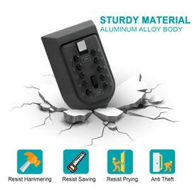 KAYCROWN KAYCROWN Key Lock Box for Outside, Wall Mount Combination Lockbox Outdoor Lock Box for House Keys, Key Safe Storage Lock Box, Security Lockbox for Outside, Home, Office, Apartment Spare Key Storage