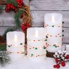 Holiday Flameless LED Candle Christmas Candles with Red Green Beads