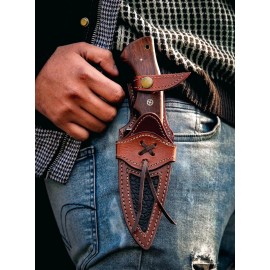 Handmade Custom Handmade Fixed blade Cow Leather Sheath / Holster  /vertical Knife Scout
