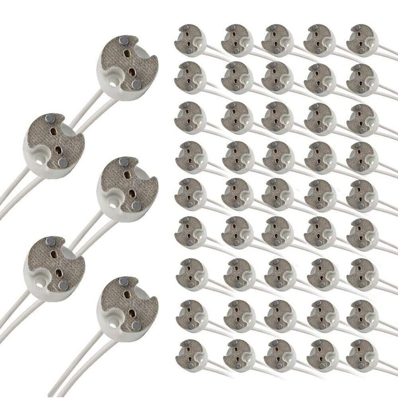 20pcs MR16,GU5.3,G4 MR11 Bi-Pin Socket Base Ceramic,Wire 5.9"