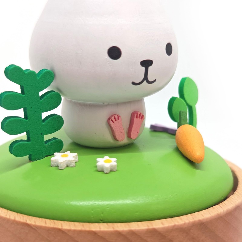 LILYXIN Christmas Decor Rabbit Music Box, Bunny Wooden Mechanical Musical