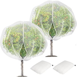 KYRGEU 2Pcs 8x8ft Fruit Tree Covers with Zipper and Drawstring, Durable Garden Mesh Net to Protect Fruit Trees, Apple, Cherry, Peach Trees – Reusable, Lightweight