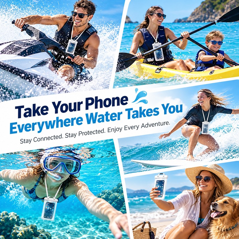 Waterproof Phone Pouch for Swimming & Water Sports – Transparent