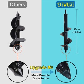 DIWUJI Garden Drill Digger, Soil Cultivator Drill Bit, Hex Shank Rust-Proof Steel, Flower Bulb Planters Auger for Digging Holes Deep Cultivating, DIY Tool for Planting Trees Shrubs (Dia:8cm L:30cm)