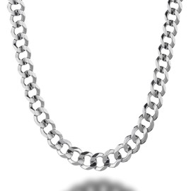 Savlano 925 Sterling Silver 8mm Italian Solid Curb Cuban Link Chain Necklace For Men & Women - Made in Italy Comes With a Gift Box (22, 8mm)