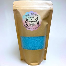 Natural Luxury Bath Salt for Complete Relax Sleep: Lavender and Majoram Infused Aromatherapy Potion for a Deep Body Relaxation 350g, Spa Experience for Bath & Body
