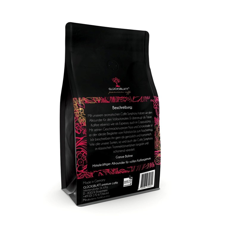 Glucksblatt Premium Caffe Symphony Whole Beans Medium Strength Roasting Intense