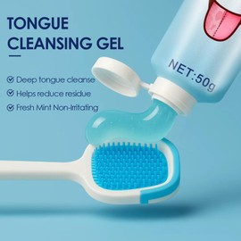 Tongue Cleaner Gel with Tongue Brush - Tongue Scraper Gel Set with Fresh Mint for Cleaning Tongue Coating and Maintaining Fresh Breath