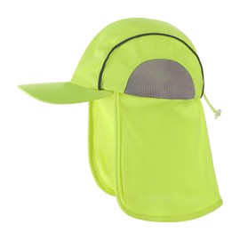 Men Reflective Fishing Cap High Visibility Outdoor Sun Hat Summer Hiking Mesh Baseball Cap Worker Neck Flap UV Protection Hat, Yellow, 6 3/4-7 1/2