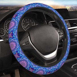 Blue Mandalas Elastic Steering Wheel Cover Non-Slip Breathable Steering Wheel Protector Fit Auto, SUVs, Truck