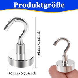 DGDUBRB 24pcs Strong Magnetic Hooks, 30lb+ Magnetic Hook s Heavy Duty, Neodymium Metal Magnets with Hooks Large Magnetic Hook for Hanging, Cruise Cabins, Fridge, Kitchen, Workplace, Van