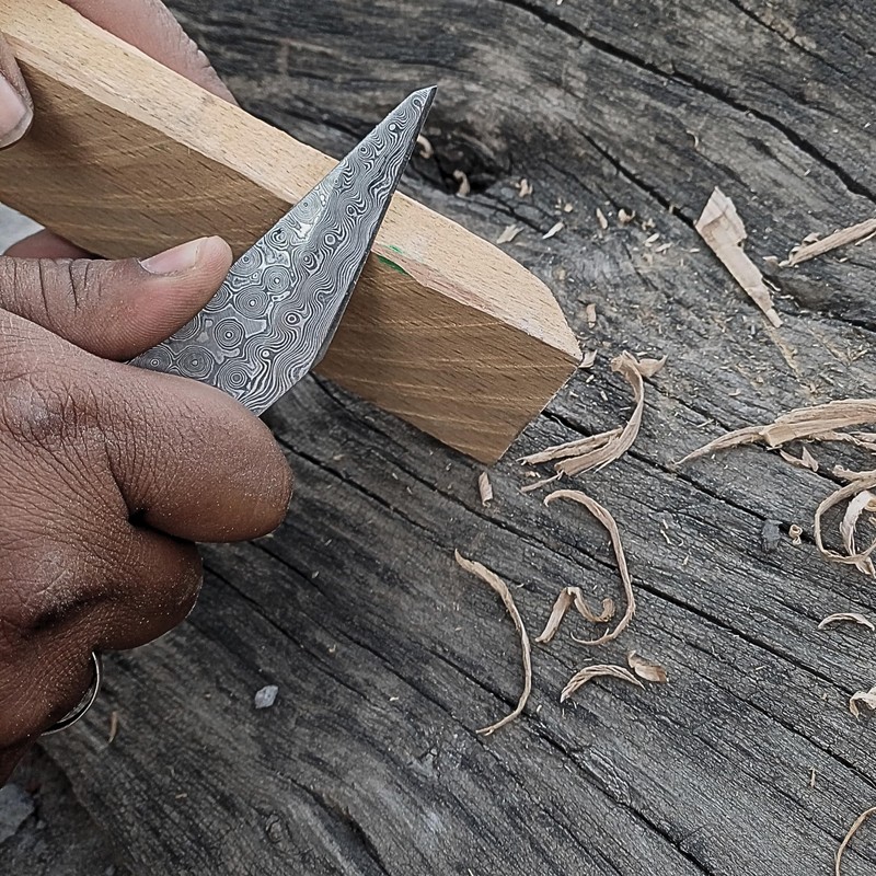 HAWK KNIVES Handmade Damascus Steel Blade Kiridashi Knife - 2.5