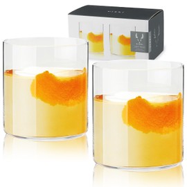 Viski Element Tumblers, Rocks glass, Modern Minimalist Old Fashioned Cocktail Glasses, Ultra Fine Crystal 13.5 Oz Set of 2