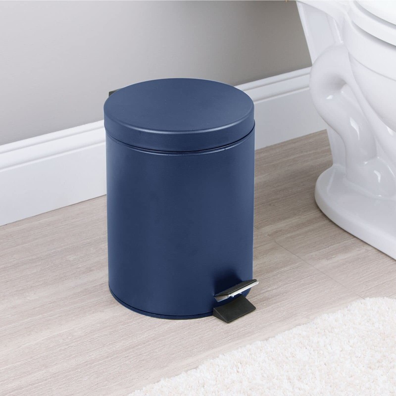 mDesign Pedal Bin — Metal Waste Bin with Pedal, Lid