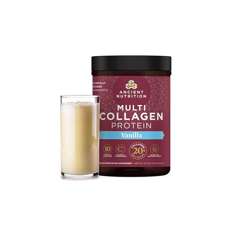 Ancient Nutrition sabores de colágeno múltiple, Vainilla, Large