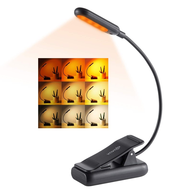 VAVOFO Amber Rechargeable Book Lights, Blue Light Blocking Reading Lights,